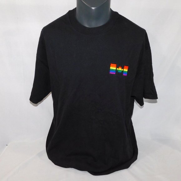 Mens XL Embroidered Canada PRIDE FLAG Black T Shirt LGBTQ - Picture 1 of 6